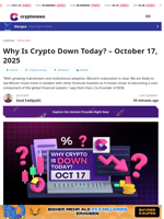 Why Is Crypto Down Today? – October 17, 2025