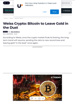 Weiss Crypto: Bitcoin to Leave Gold in the Dust - U.Today