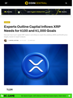 Experts Outline Capital Inflows XRP Needs for $100 and $1,000 Goals - CoinCentral