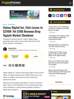 Galaxy Digital Inc. Cuts Losses to $216M: Yet $10B Revenue Drop Signals Market Slowdown