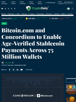Bitcoin.com and Concordium to Enable Age-Verified Stablecoin Payments Across 75 Million Wallets - Crypto Daily