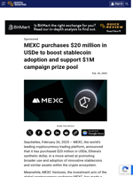 MEXC purchases $20 million in USDe to boost stablecoin adoption and support $1M campaign prize pool