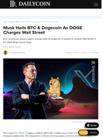 Musk Hails BTC & Dogecoin As DOGE Charges Wall Street - DailyCoin