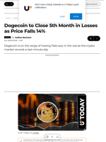 Dogecoin to Close 5th Month in Losses as Price Falls 14% - U.Today
