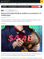 Bitcoin ETF Sell-Off Hits 13 Days With $4.4B Outflows