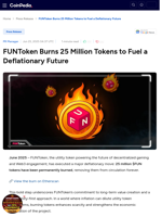 FUNToken Burns 25 Million Tokens to Fuel a Deflationary Future