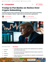 Trump to Put Banks on Notice Over Crypto Debanking - Coinspeaker