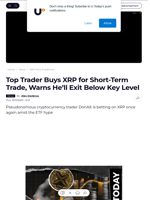 Top Trader Buys XRP for Short-Term Trade, Warns He’ll Exit Below Key Level - U.Today