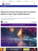 Ethereum Smart Accounts Set to Launch Within a Year, Says Vitalik Buterin