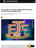 Smart Money Quietly Builds XRP Positions As ETF Demand Edges ETH - DailyCoin