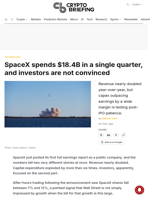 SpaceX spends $18.4B in a single quarter, and investors are not convinced