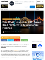 Epic Chain Launches XRP-Based RWA Platform to Revolutionize Finance | Live Bitcoin News