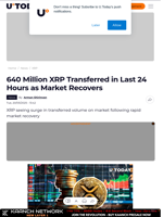 640 Million XRP Transferred in Last 24 Hours as Market Recovers