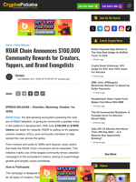 R0AR Chain Announces $100,000 Community Rewards for Creators, Yappers, and Brand Evangelists