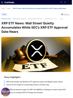XRP ETF News: Wall Street Quietly Accumulates While SEC’s XRP ETF Approval Date Nears