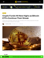 Crypto Funds Hit New Highs as Bitcoin ETFs Continue Their Streak - CoinCentral