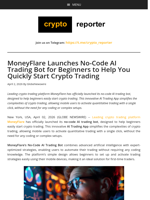 MoneyFlare Launches No-Code AI Trading Bot for Beginners to Help You Quickly Start Crypto Trading