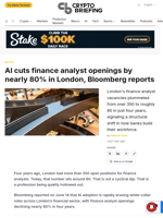 AI cuts finance analyst openings by nearly 80% in London, Bloomberg reports