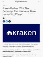 Kraken Review 2026: The Exchange That Has Never Been Hacked in 13 Years
