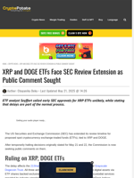 XRP and DOGE ETFs Face SEC Review Extension as Public Comment Sought