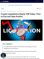 Crypto Liquidations Nearly $1B Today: Time to Exit and Take Profits?