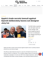 Apple's trade secrets lawsuit against OpenAI deliberately leaves out designer Jony Ive