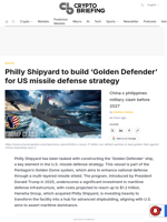 Philly Shipyard to build 'Golden Defender' for US missile defense strategy