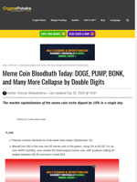 Meme Coin Bloodbath Today: DOGE, PUMP, BONK, and Many More Collapse by Double Digits