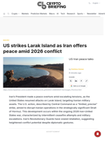 US strikes Larak Island as Iran offers peace amid 2026 conflict