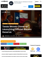 Texas Moves Closer to Launching Official Bitcoin Reserve | Live Bitcoin News