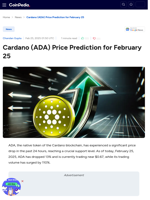 Cardano (ADA) Price Prediction for February 25