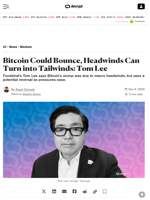 Bitcoin Could Bounce, Headwinds Can Turn into Tailwinds: Tom Lee - Decrypt