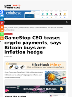 GameStop CEO teases crypto payments, says Bitcoin buys are inflation hedge - The Crypto News Wire