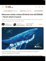 Ethereum whale rotates $1.14mln into ASTEROID – Here’s what it means! - AMBCrypto
