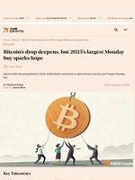 Bitcoin's drop deepens, but 2025's largest Monday buy sparks hope - AMBCrypto