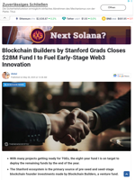 Blockchain Builders by Stanford Grads Closes $28M Fund I to Fuel Early-Stage Web3 Innovation - TheNewsCrypto