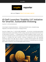IO DeFi Launches “Stability 2.0” Initiative for Smarter, Sustainable Investing
