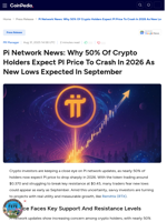 Pi Network News: Why 50% Of Crypto Holders Expect PI Price To Crash In 2026 As New Lows Expected In September