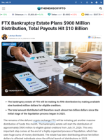 FTX Bankruptcy Estate Plans $900 Million Distribution, Total Payouts Hit $10 Billion - TheNewsCrypto