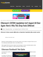 Ethereum's $470M Liquidation Isn't August All Over Again: Here's Why This Drop Feels Different