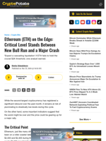 Ethereum (ETH) on the Edge: Critical Level Stands Between New Bull Run and a Major Crash