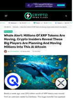 Whale Alert: Millions Of XRP Tokens Are Moving, Crypto Insiders Reveal These Big Players Are Planning And Moving Millions Into This Al Altcoin  - Crypto News Flash