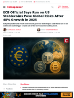 ECB Warns U.S. Stablecoin Surge Is a Global Risk