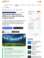 Polymarket Whales Lose Millions in a Day of Premier League Upsets