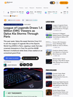 League of Legends Draws 1.4 Million EWC Viewers as Dplus Kia Storms Through Paris