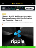 Ripple's RLUSD Stablecoin Supply On Ethereum Crosses $1 billion Following New Regulatory Approval