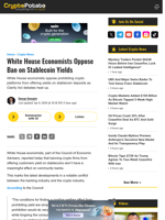 White House Economists Oppose Ban on Stablecoin Yields