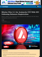Bitwise Files S-1 for Avalanche ETF With SEC