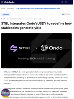 STBL integrates Ondo’s USDY to redefine how stablecoins generate yield