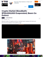 Crypto Market Bloodbath: $700,000,000 Evaporated, Bears Go Extinct